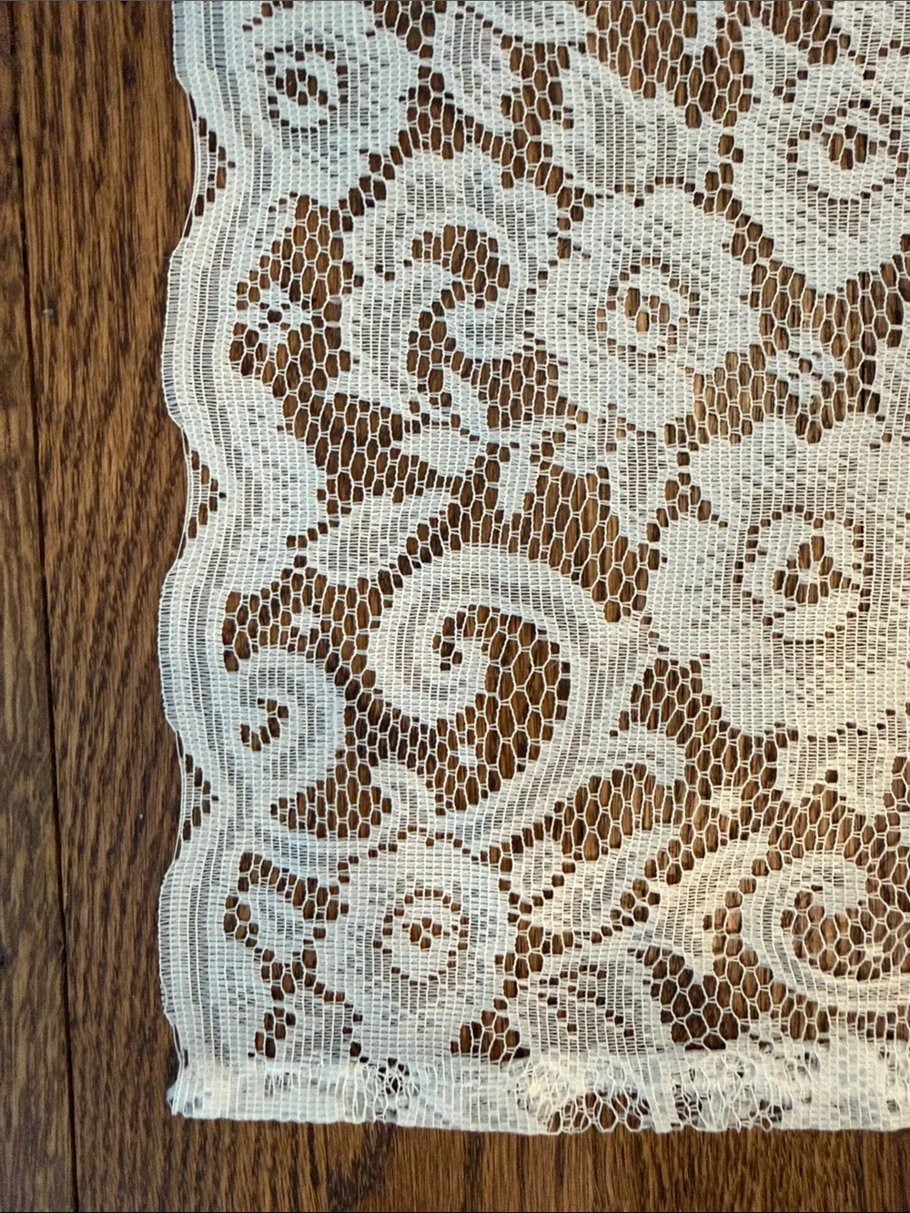 Vintage-Style Lace Curtain Panel - Off White